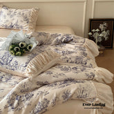 Victorian Inspired Ruffle Bedding Set - Rose Blue